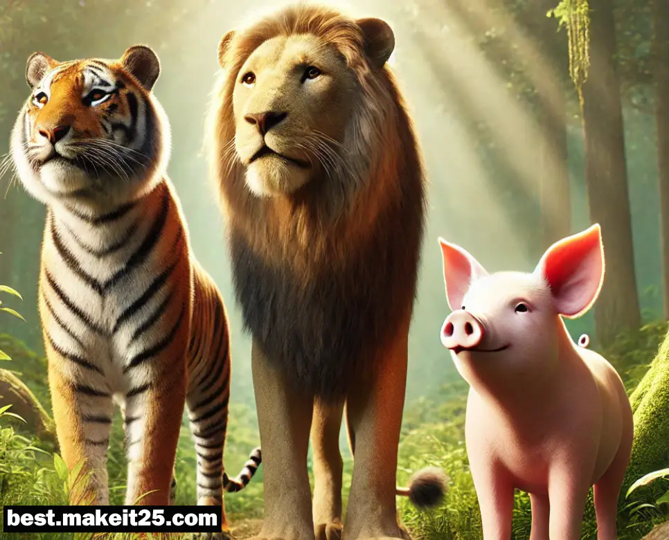 호랑이, 사자, 돼지